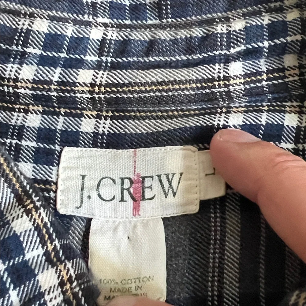 J. Crew Navy Gray and White Plaid Button Down Shirt